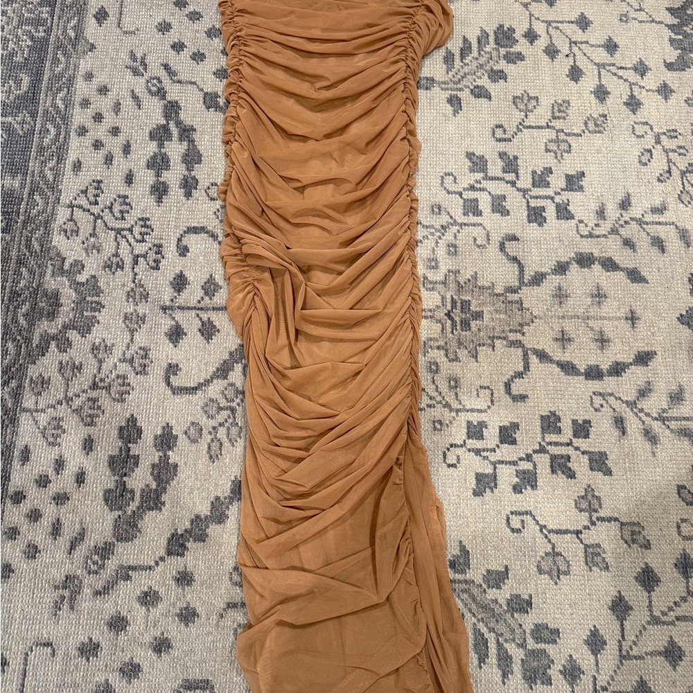 House of CB Tan Ruched Dress